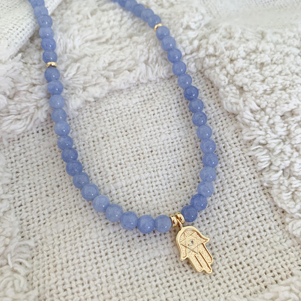 Gemstone Angelite Crystal Beaded Necklace