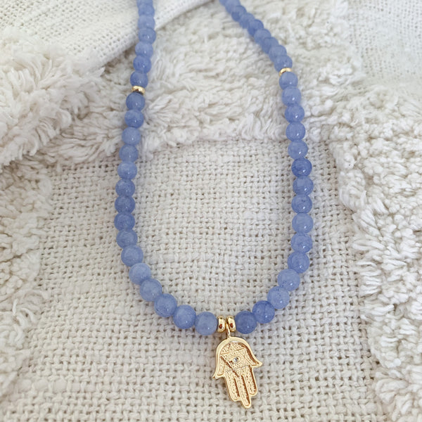 Gemstone Angelite Crystal Beaded Necklace
