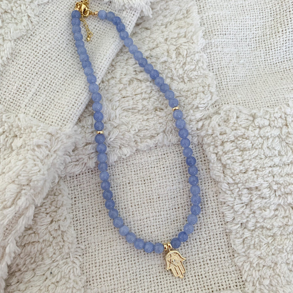 Gemstone Angelite Crystal Beaded Necklace