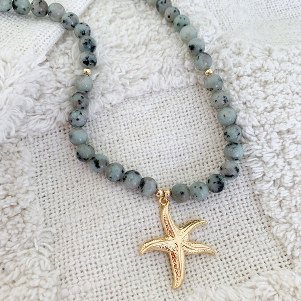 Gemstone Lotus Jasper Natural Beaded Necklace