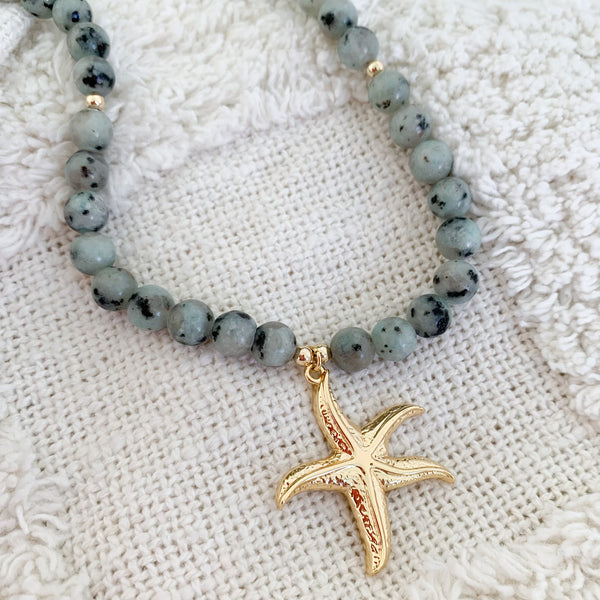 Gemstone Lotus Jasper Natural Beaded Necklace