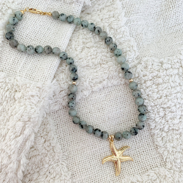 Gemstone Lotus Jasper Natural Beaded Necklace