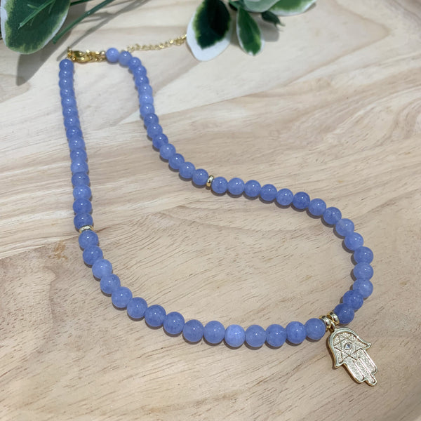 Gemstone Angelite Crystal Beaded Necklace