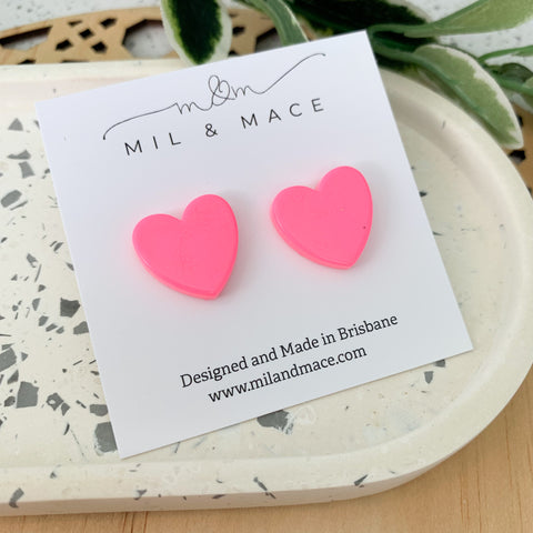 Hearts Resin and Glitter Stud Earrings
