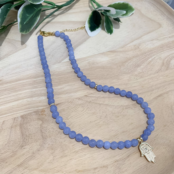 Gemstone Angelite Crystal Beaded Necklace