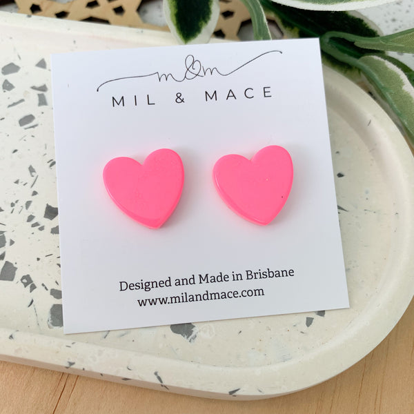 Hearts Resin and Glitter Stud Earrings