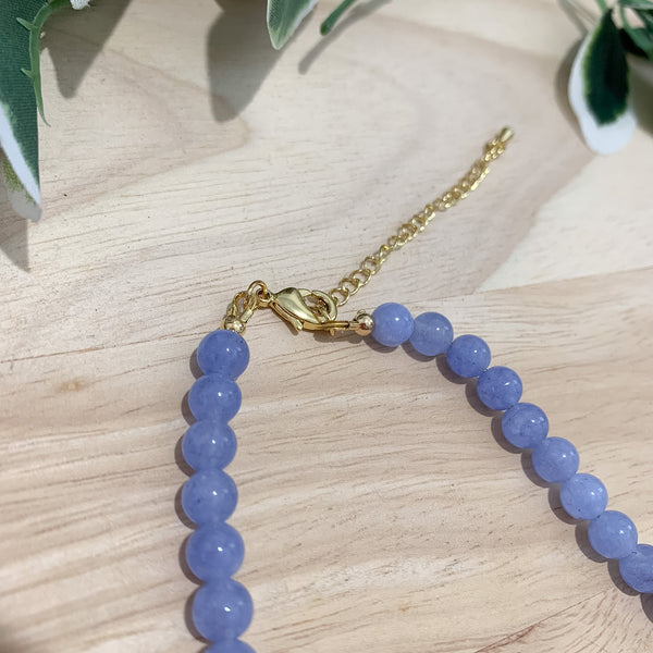Gemstone Angelite Crystal Beaded Necklace