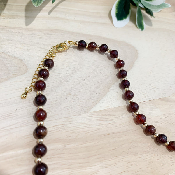 Gemstone Orange Garnet Crystal Beaded Necklace