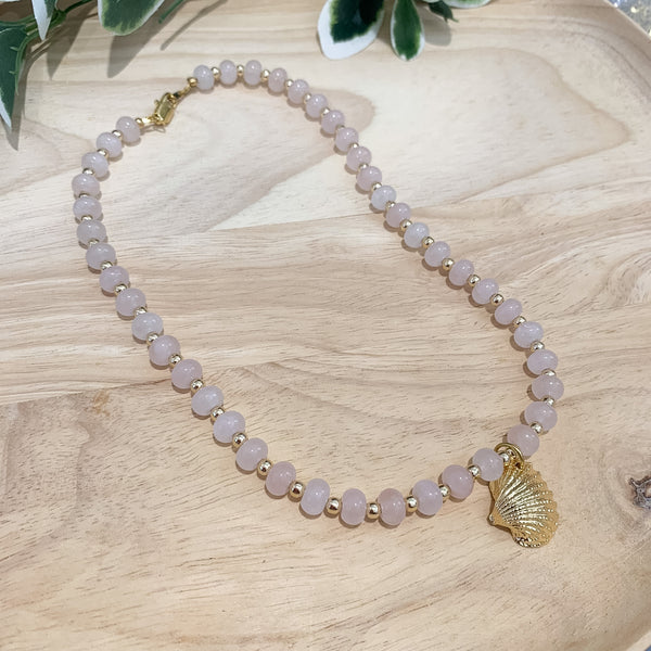 Natural Gemstone Rose Quartz Rondelle Crystal Beaded Necklace