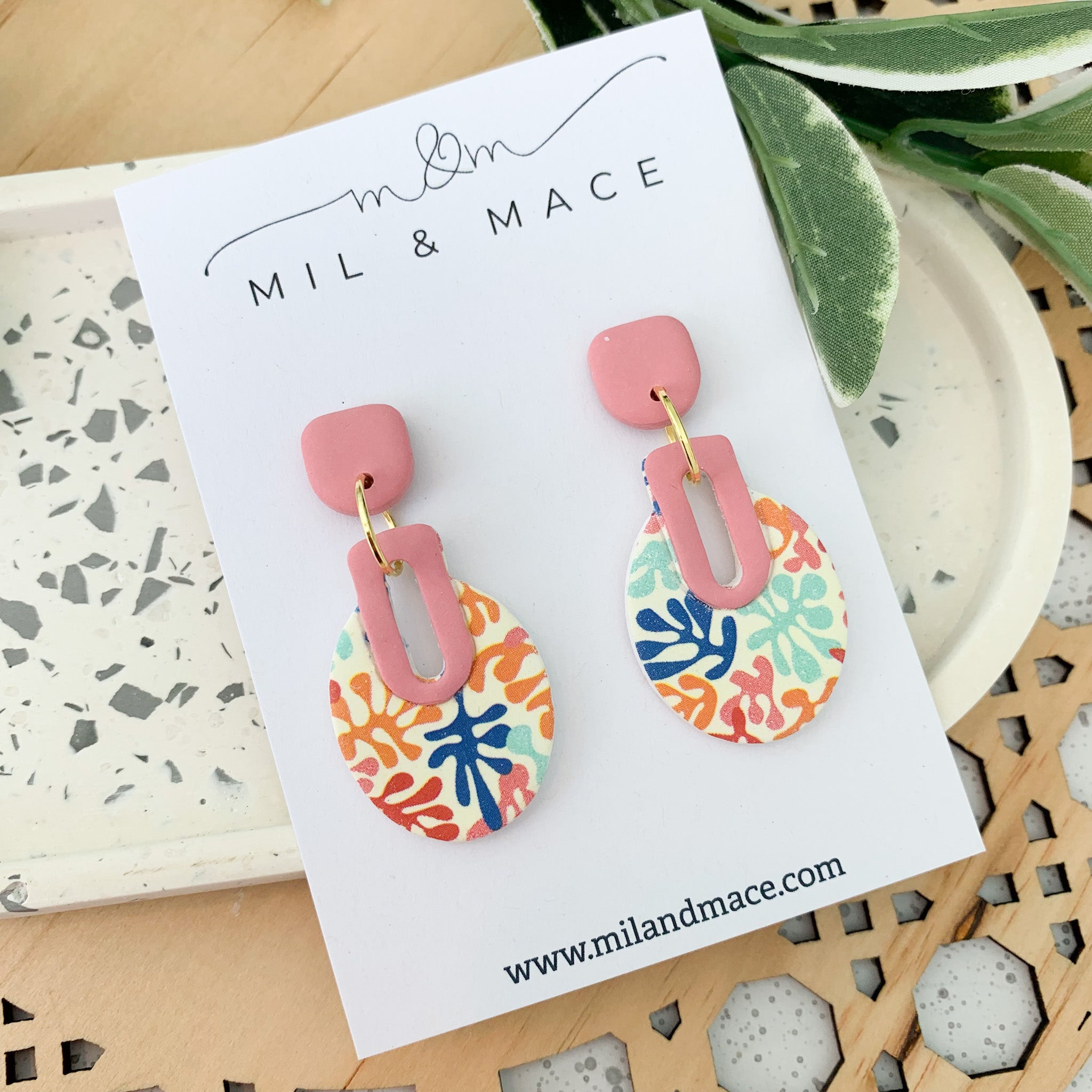 Leaves Polymer Clay Dangle Earrings