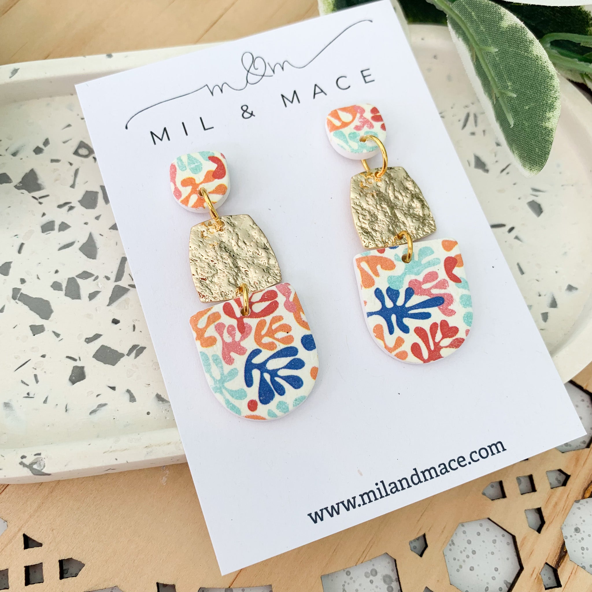 Leaves Polymer Clay Dangle Earrings