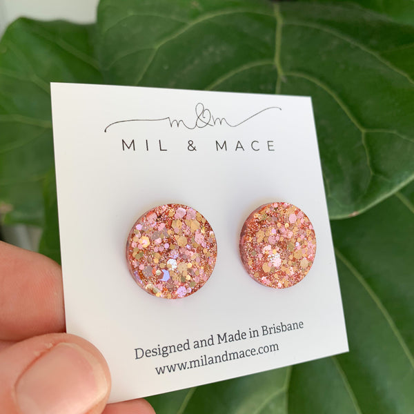 20mm Resin and Rose Gold Stud Earrings