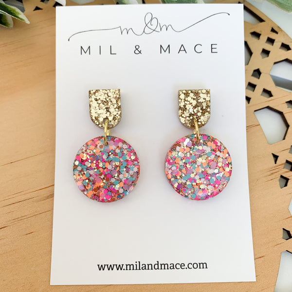 Neon Glitter Resin Earrings