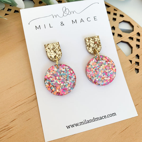 Neon Glitter Resin Earrings