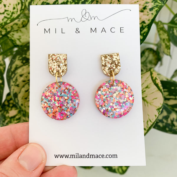 Neon Glitter Resin Earrings