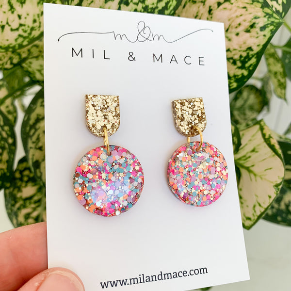 Neon Glitter Resin Earrings