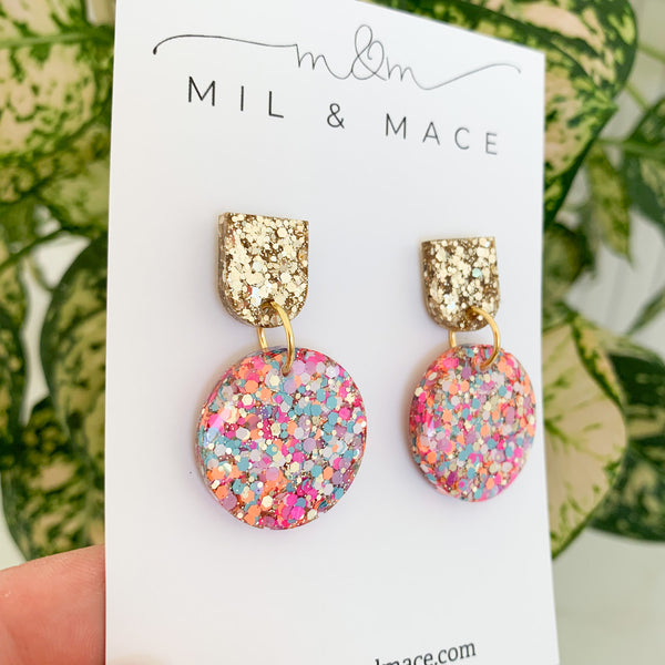 Neon Glitter Resin Earrings