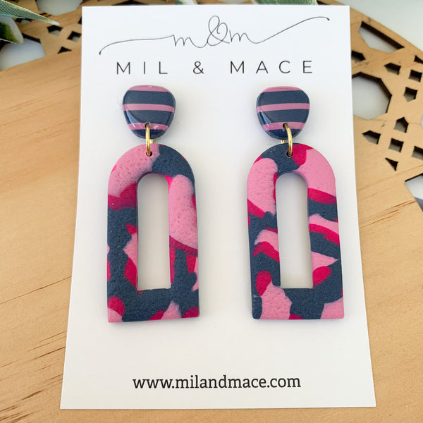 Abstract Leopard Polymer Clay Dangle Earrings