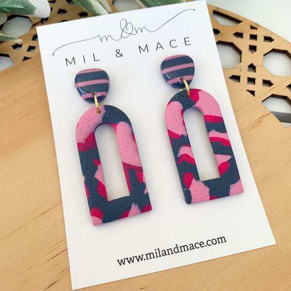 Abstract Leopard Polymer Clay Dangle Earrings