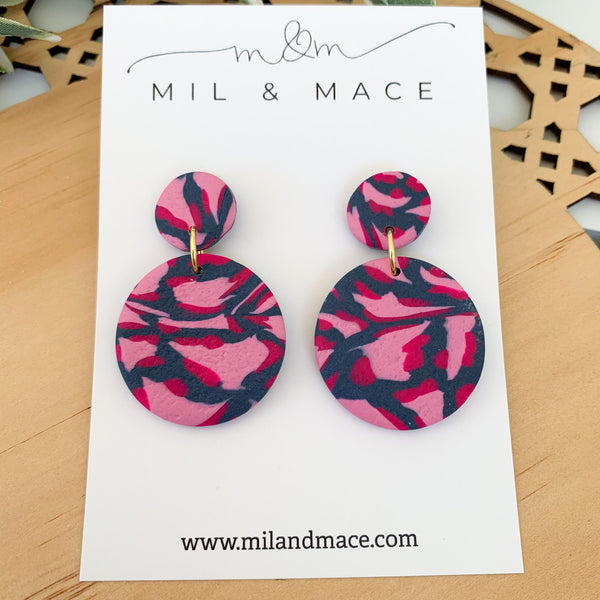 Abstract Leopard Polymer Clay Dangle Earrings