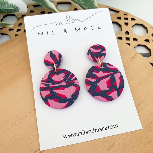 Abstract Leopard Polymer Clay Dangle Earrings