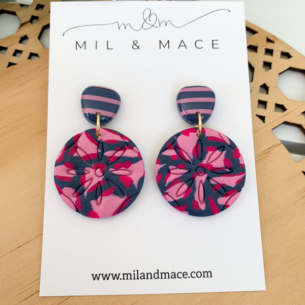 Abstract Leopard Polymer Clay Dangle Earrings