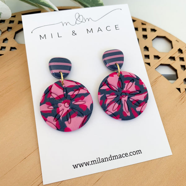 Abstract Leopard Polymer Clay Dangle Earrings