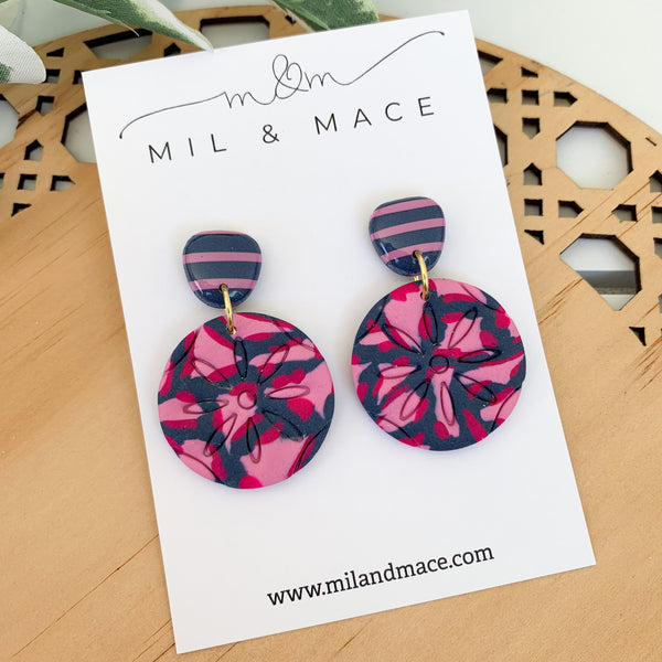 Abstract Leopard Polymer Clay Dangle Earrings