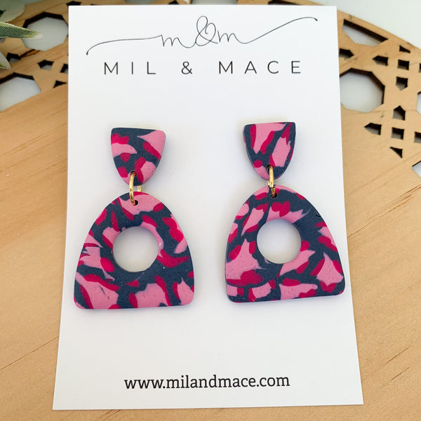 Abstract Leopard Polymer Clay Dangle Earrings