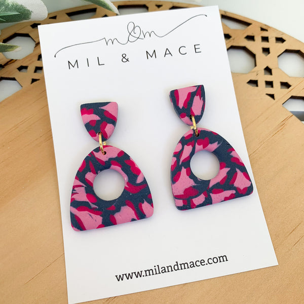 Abstract Leopard Polymer Clay Dangle Earrings