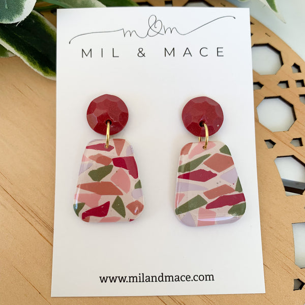 Terrazzo Polymer Clay Dangle Earrings with Resin Finish