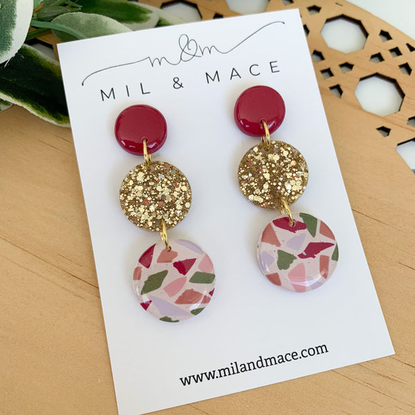 Terrazzo Polymer Clay Dangle Earrings with Resin Finish
