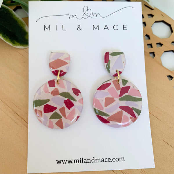 Terrazzo Polymer Clay Dangle Earrings with Resin Finish