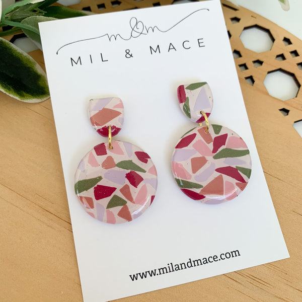 Terrazzo Polymer Clay Dangle Earrings with Resin Finish