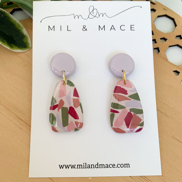 Terrazzo Polymer Clay Dangle Earrings with Resin Finish
