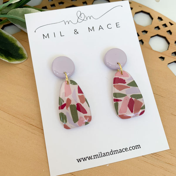 Terrazzo Polymer Clay Dangle Earrings with Resin Finish