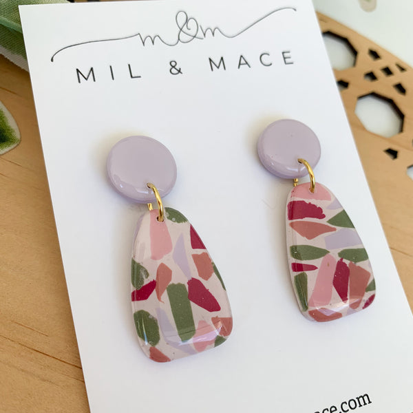 Terrazzo Polymer Clay Dangle Earrings with Resin Finish