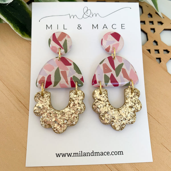 Terrazzo Polymer Clay Dangle Earrings with Resin Finish