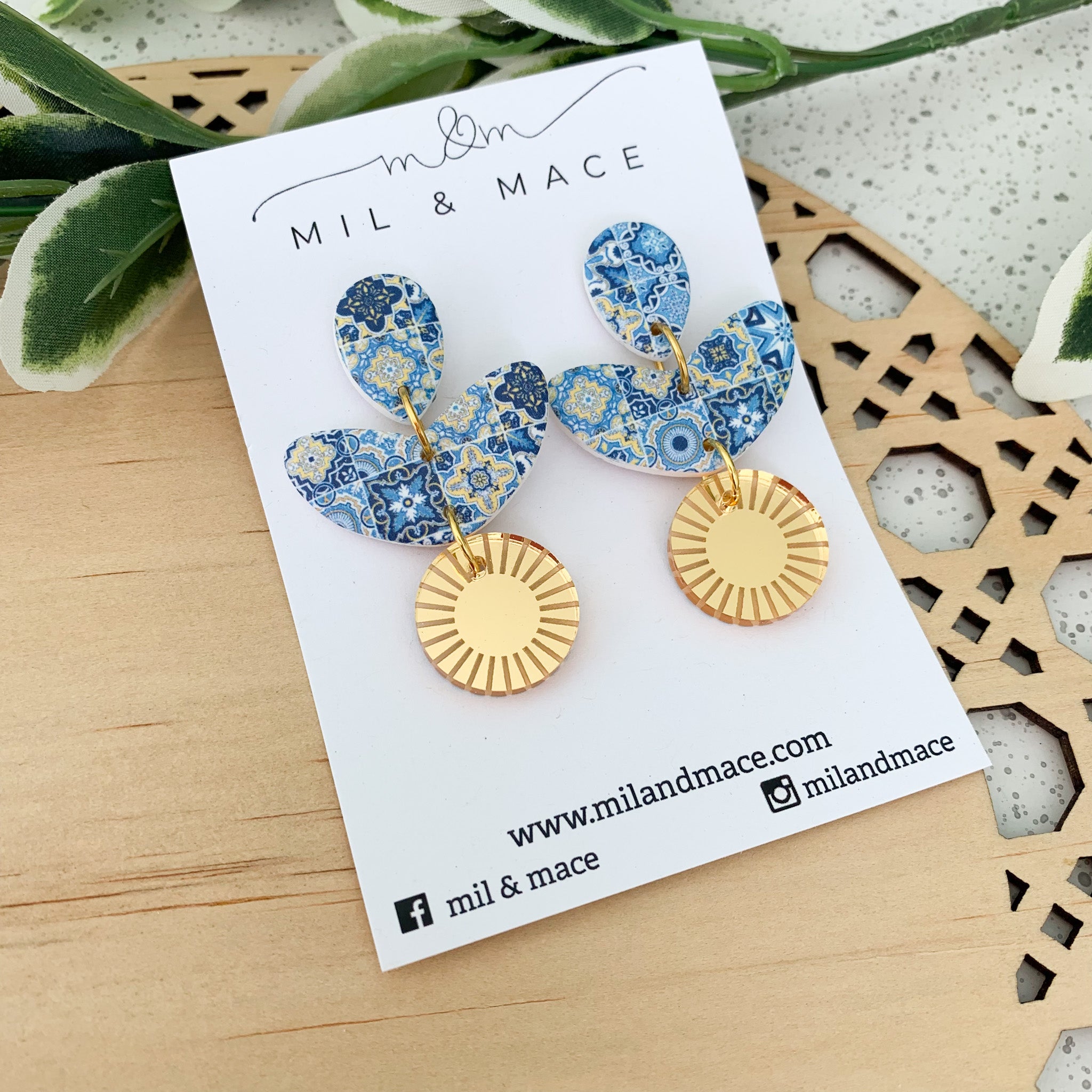 Moroccan Polymer Clay Dangle Earrings