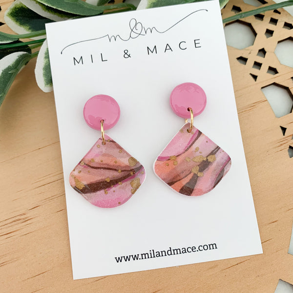 Autumn Storm Polymer Clay Dangle Earrings with Resin Finish