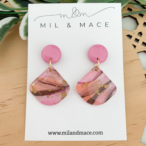Autumn Storm Polymer Clay Dangle Earrings with Resin Finish