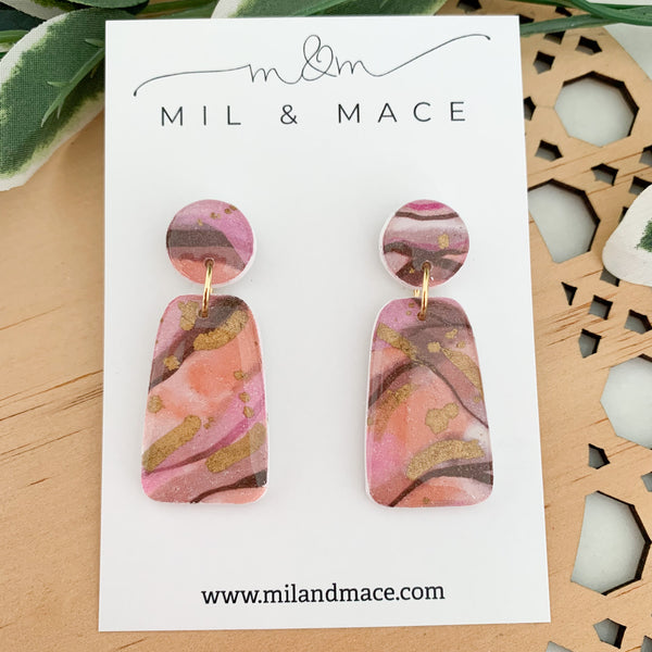 Autumn Storm Polymer Clay Dangle Earrings with Resin Finish