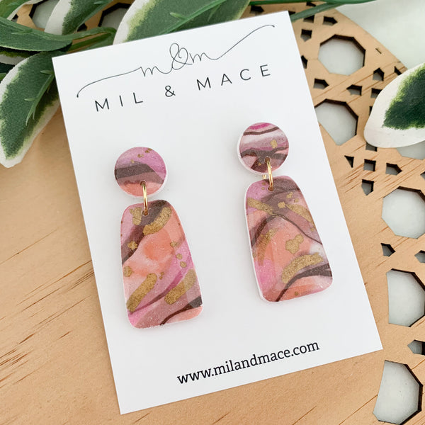 Autumn Storm Polymer Clay Dangle Earrings with Resin Finish