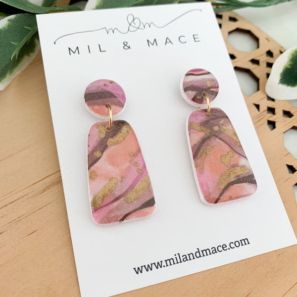 Autumn Storm Polymer Clay Dangle Earrings with Resin Finish