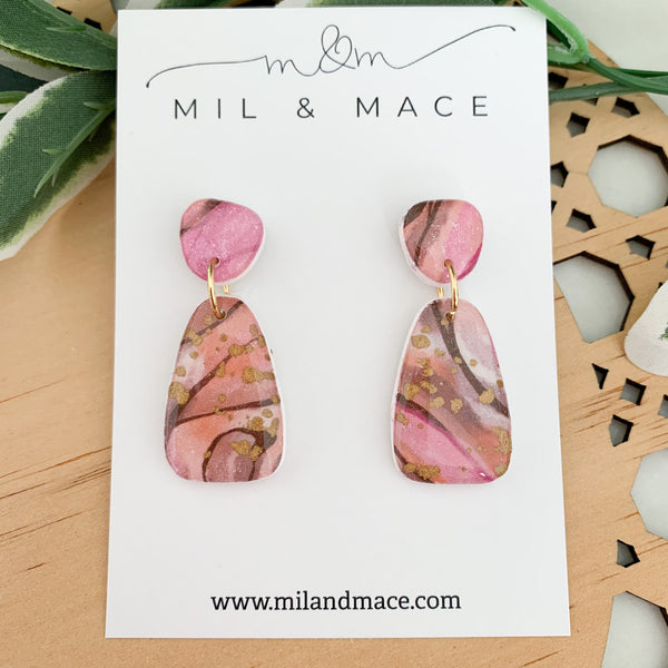 Autumn Storm Polymer Clay Dangle Earrings with Resin Finish