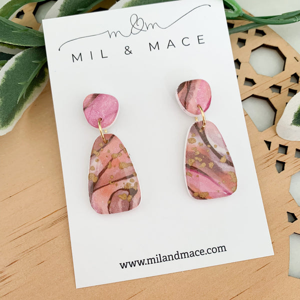 Autumn Storm Polymer Clay Dangle Earrings with Resin Finish