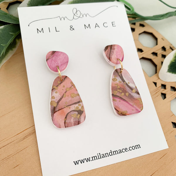 Autumn Storm Polymer Clay Dangle Earrings with Resin Finish