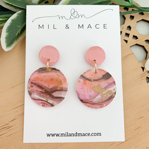 Autumn Storm Polymer Clay Dangle Earrings with Resin Finish