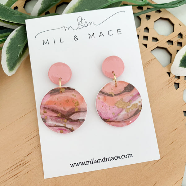 Autumn Storm Polymer Clay Dangle Earrings with Resin Finish