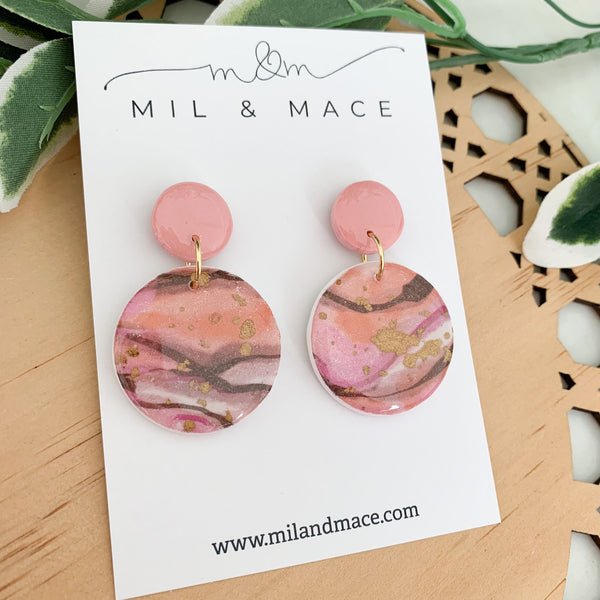 Autumn Storm Polymer Clay Dangle Earrings with Resin Finish